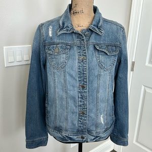 CATO DISTRESSED BLUE JEAN JACKET